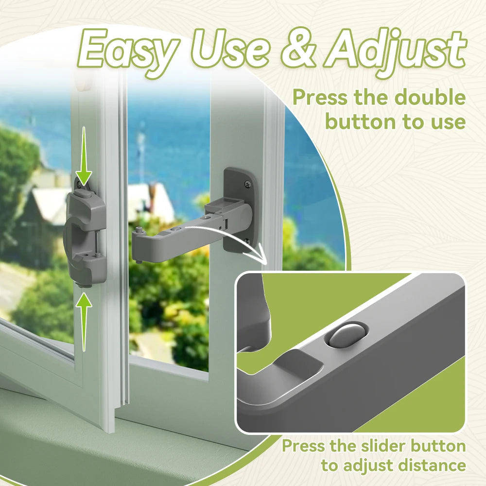 Updated Baby Window Safety Lock, Childproof Window Restrictor for UPVC, Adjustable Winodw Guard for Wooden, Metal Frames
