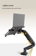 NB F80 + FP-2 full motion 360 rotate pivot 2-9kg gas spring arm 10"-17" laptop tray desktop stand clamp 10-90mm grommet hole