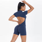 Zipper Gym Jumpsuit Short Women Yoga Sets Sports Outfits Female Yoga Overalls Workout Clothes Fitness Suit Woman's Tracksuit