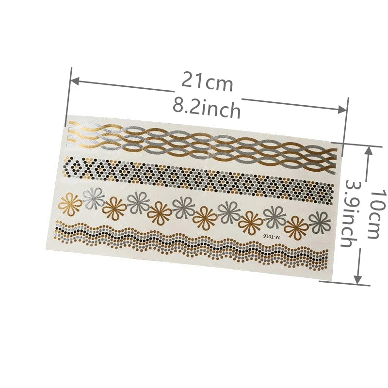 Gold Lace Tattoo Sticker Hanna Tattoo Tattoo Waterproof Temporary Tattoo Stickers Cool English Alphabet Fake Tattoos