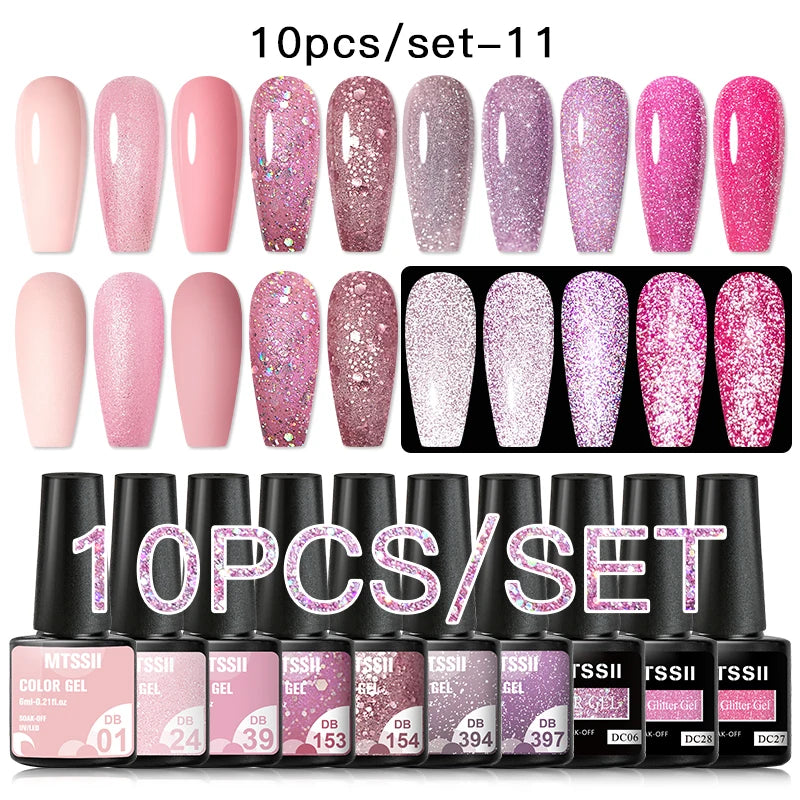 10/12PCS/SET Cat Magnetic Gel Nail Polish Set 9D Reflective Glitter Gel Semi Permanent UV Gel Soak Off Sparkling Nail Art Kits