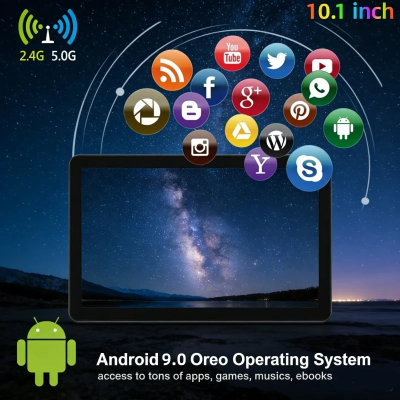 10.1 INCH RAM 2GB ROM 32GB V9 Android 9.0 Tablet PC CPU MT8167  (Quad core,2M cache) Processor Dual Camera WIFI DC Charge