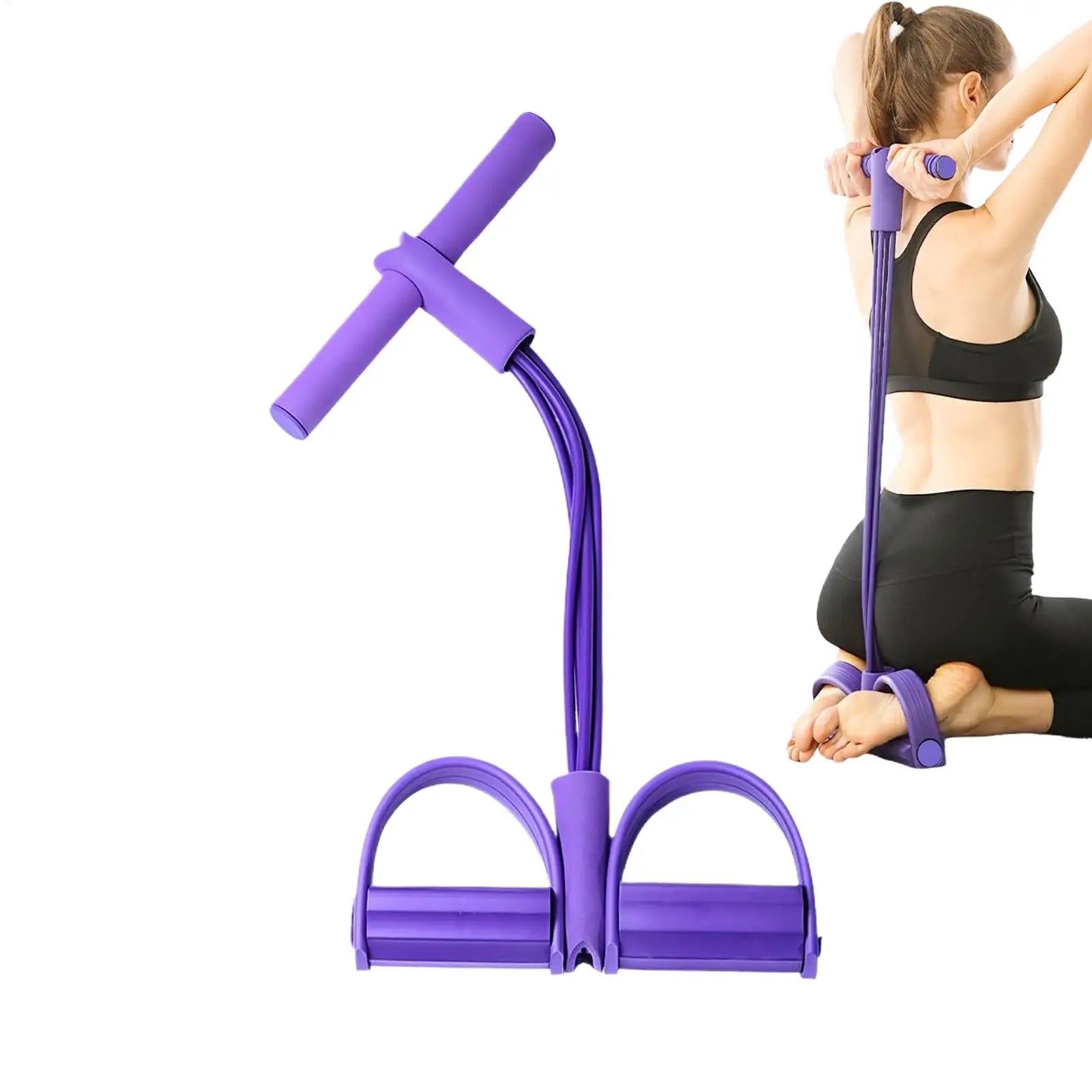 4-Tube Pedal Tensioner Multi-Functional Household Fitness Equipment Yoga Abdominal Strengthening Elastic Band Tension Rope Image principale du produit