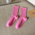 33 Colors Summer Cotton Soft Socks Happy Colorful Women's Mid-tube Stocking Fashion Trend Red Green Ankle Sox Autumn Hosiery