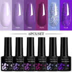 LILYCUTE 7ML 6PCS Neon Gel Nail Polish Set fluorescent Series Color Changing Semi Permanent Soak Off Manicure kit Nail Art Gel