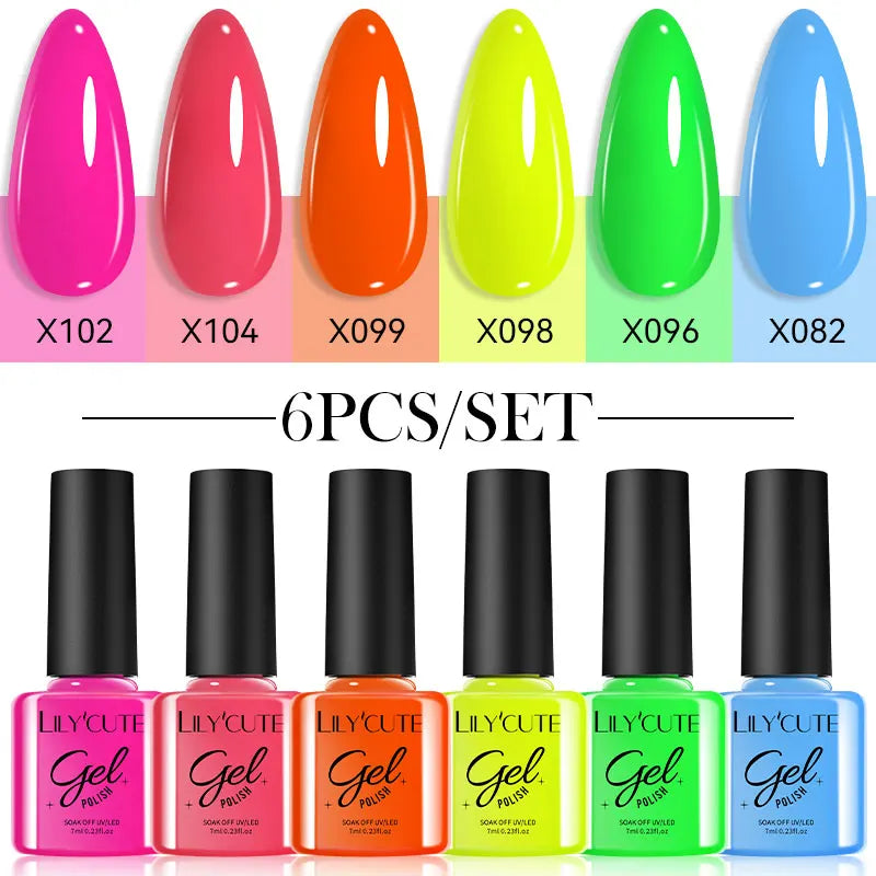 LILYCUTE Nail Gel Polish Set Pink Green Spring DIY Nail Art Design Long Lasting Soak Off UV Gel Manicure Painting Gel Vernis Kit