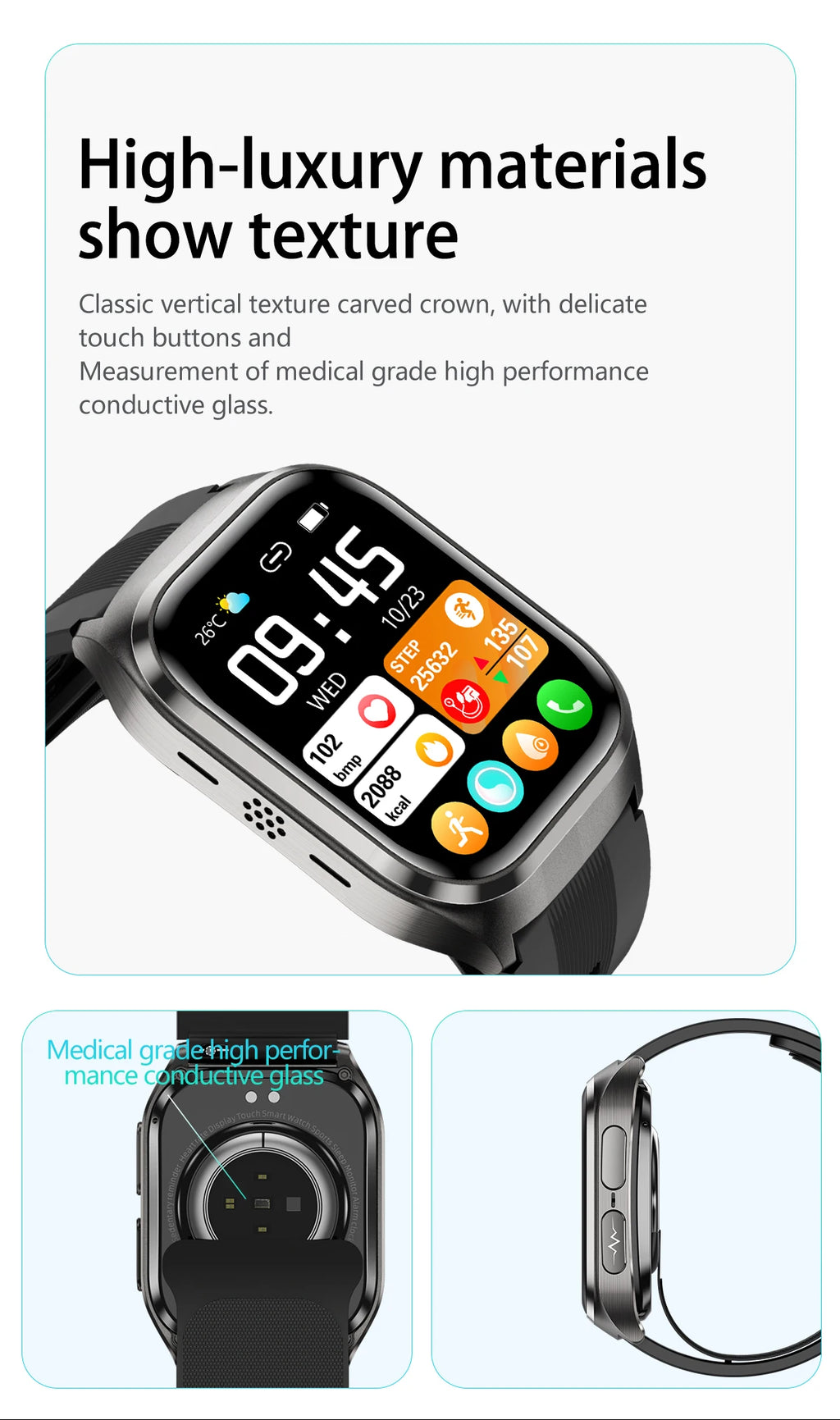 2026New Health Watch Blood Pressure Accurate Measure Smart Watches Men Uric Acid Blood Lipids waterproof Airbag Smartwatch Women
