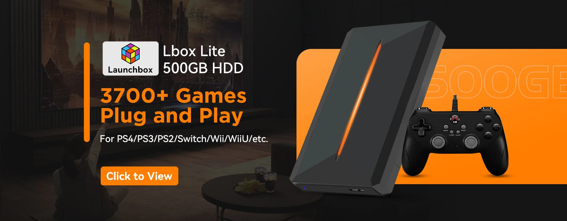 JMachen Hyper Base Lbox Retro Game Console for PS4/PS3/Switch/PS2/Wii/WiiU/PS1 Launchbox 2TB Gaming HDD with 4200+ PC/3D Games