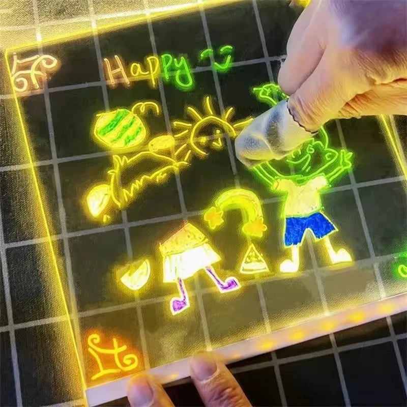 LED Light-Up Acrylic Message Board Erasable USB Drawing Board Birthday Gift Bar Advertising for Creative Activities with Stand