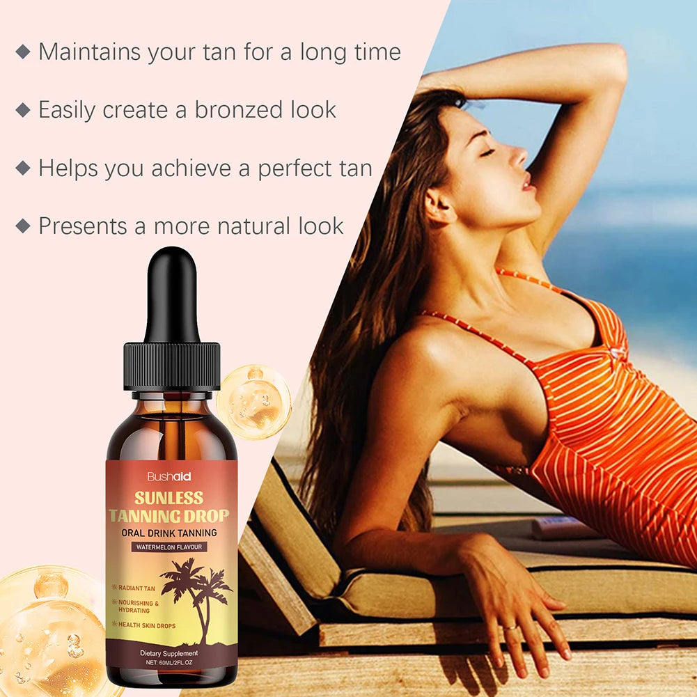 60ml Oral Drinkable Sunless Tanning Drops Self-Tan Drinking Drops Nourishing Self Tanner Nourishing Self Tanner Drops Secondary image