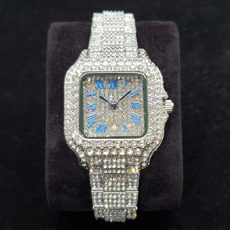 Luxury Full Diamond Watches Women Fashion Bling Silver Stainless Steel Quartz Wristwatch Iced Out Shiny Jewelry Watch 2026 New Image principale du produit