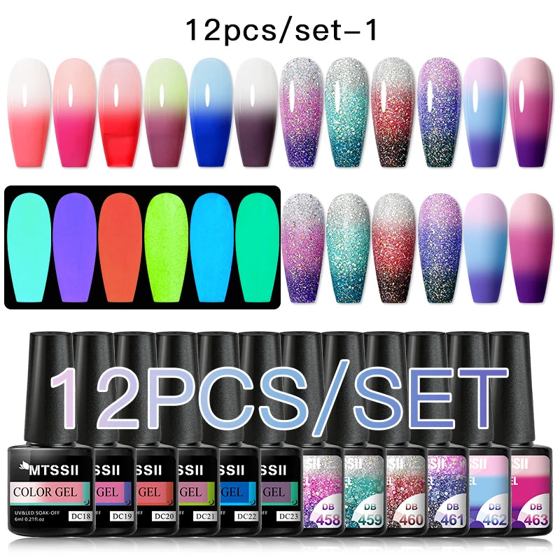 10/12PCS/SET Cat Magnetic Gel Nail Polish Set 9D Reflective Glitter Gel Semi Permanent UV Gel Soak Off Sparkling Nail Art Kits