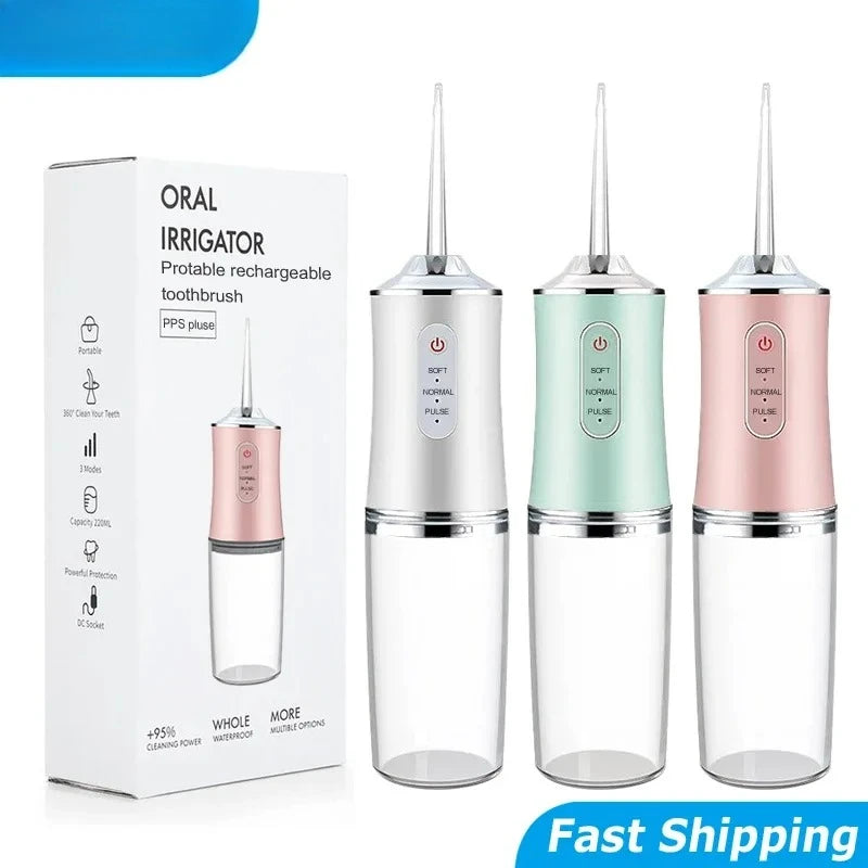 Portable Smart Electric Oral Irrigator 4 Jets 3 Modes USB Rechargeable Cordless Water Flosser Jet Irrigator Dental Teeth Cleaner