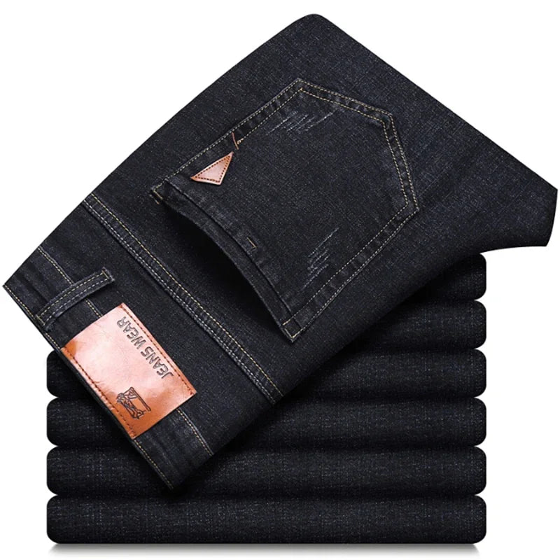 Men Fashion Straight Jeans Men 2025 New Stretch Slim Fit Pants Comfortable Soft Business Denim Trousers Male Brand Clothing Image secondaire du produit