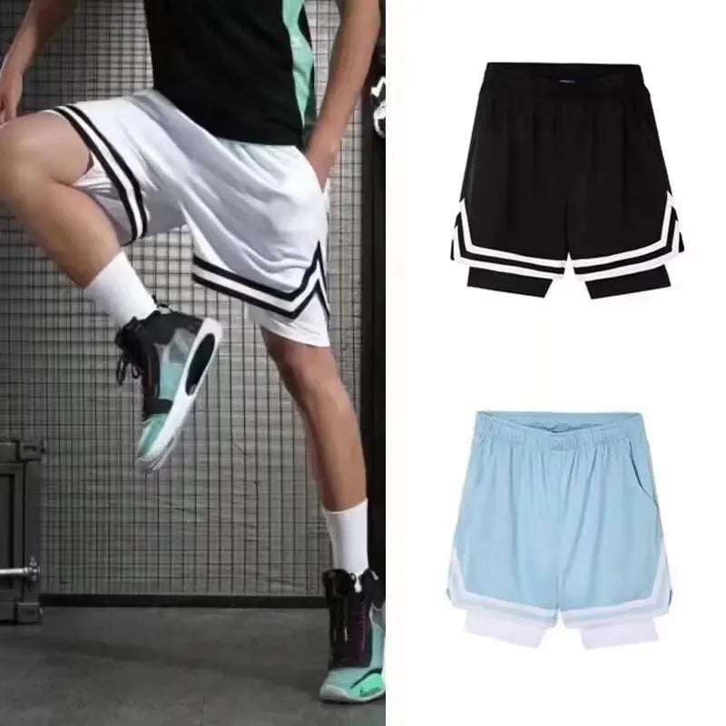 Children's basketball shorts cropped shorts trendy and loose summer pants wearing large shorts for training quick drying fitness Image principale du produit