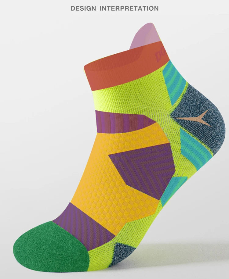 3 Pairs Marathon Socks Men Women Professional Sport Ankle Running Socks Thickened Cushioned Tube Low Cut Fitness Short Sock Mesh