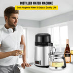 SucceBuy 4L Water Distiller Purifier Filter Dispenser Drinking Softener Dual Temp Display Overheat Protection Home Appliance