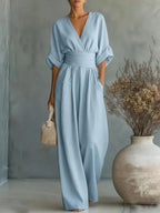 Solid Color Casual Loose Jumpsuits for Woman 2026 Summer Elegant Overalls Women's Jumpsuits And Rompers Bodysuit Female Clothes