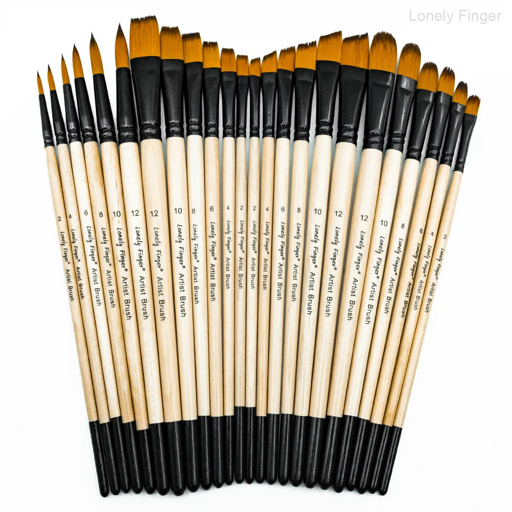 6/24/30Pcs Artist Paint Brush Set for Watercolor, Acrylic, Oil and All Media, Suitable for Canvas, Paper, Ceramic, Nylon Hair, W