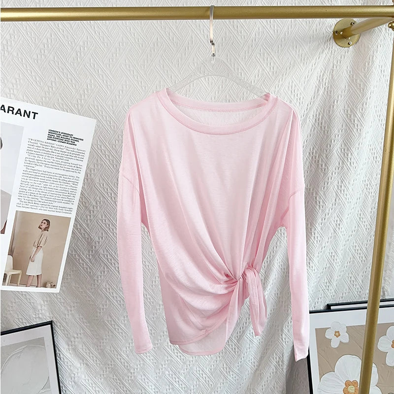 Women's Yoga Shirts Sports Tops Long Sleeve O-neck Breathable Running Shirt Loose Fitness Clothes Gym Sportwear Pilates T-shirts