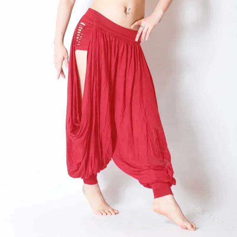 5XL Casual Women Bottoms Harem Pants Sports Baggy Hippie Sexy Hollow Out Streetwear Loose Beach Trousers Ropa Mujer Talla Grande