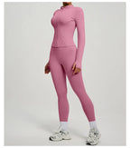 SVEIC Women's Two Piece Tracksuit Yoga Set Long Sleeve Jacket High Waisted Leggings Breathable Gym Clothes For Women Sportswear