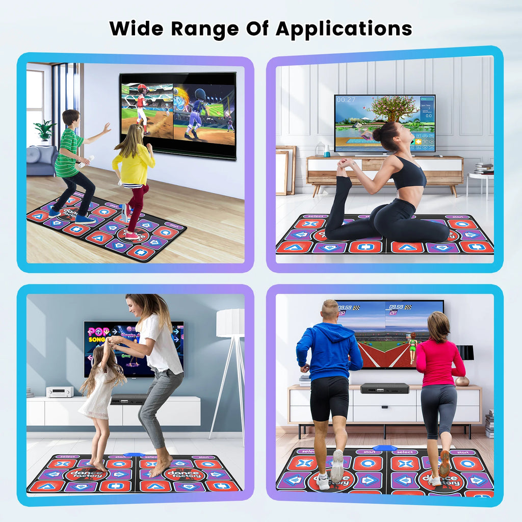 HDMI Double Dance Mat Yoga Fitness Dance Games With MV/3D/Cartoon Dance Mode, Self-Update Non-Slip Wireless Double Dance Pad