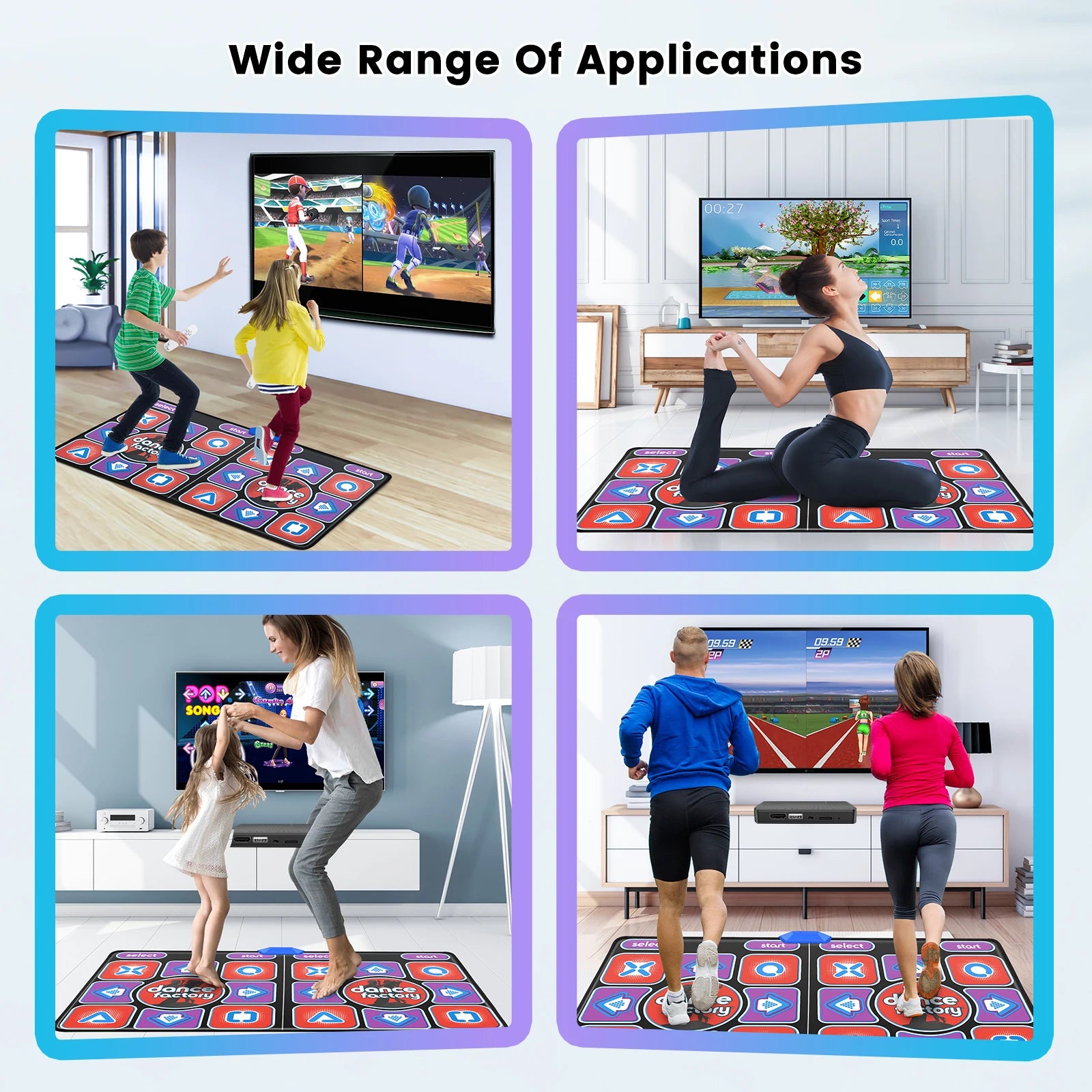 HDMI Double Dance Mat Yoga Fitness Dance Games With MV/3D/Cartoon Dance Mode, Self-Update Non-Slip Wireless Double Dance Pad
