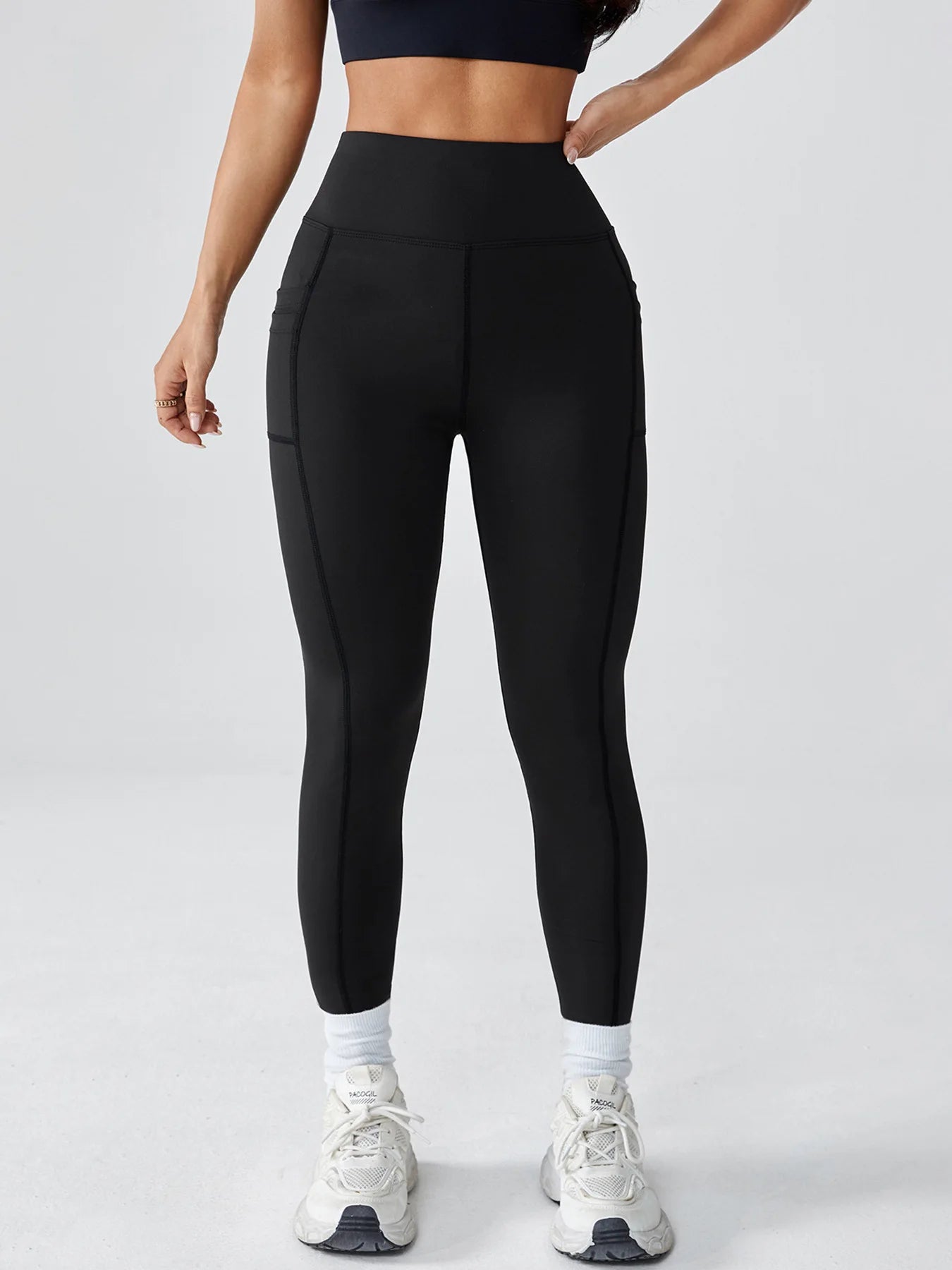 Women's High-Waisted Butt-Lifting Leggings - Pockets, Double-Layered, Ideal for Cycling & Running