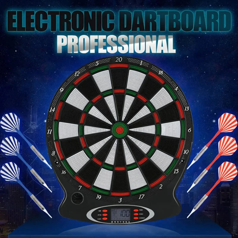Professional Electronic Hanging Dartboard with LCD Scoring Indicator, 6 Darts Included, Home Bar Party Game Set Main image