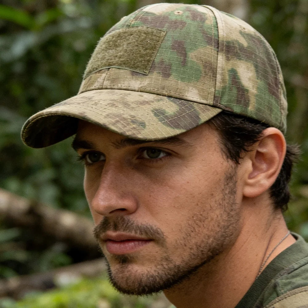 Men's Camouflage Tactical Baseball Cap With 3 Velcro Patches Military Camouflage Hat Cap For Outdoor Jugle Fishing Hiking Caps