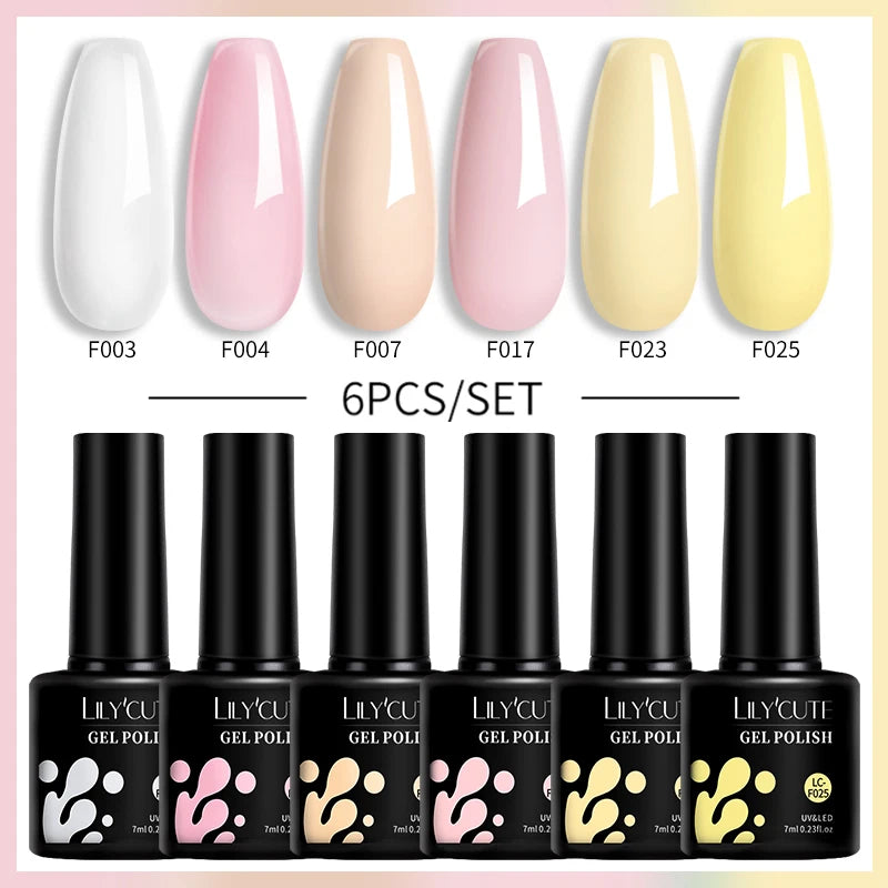 LILYCUTE Nail Gel Polish Set Pink Green Spring DIY Nail Art Design Long Lasting Soak Off UV Gel Manicure Painting Gel Vernis Kit