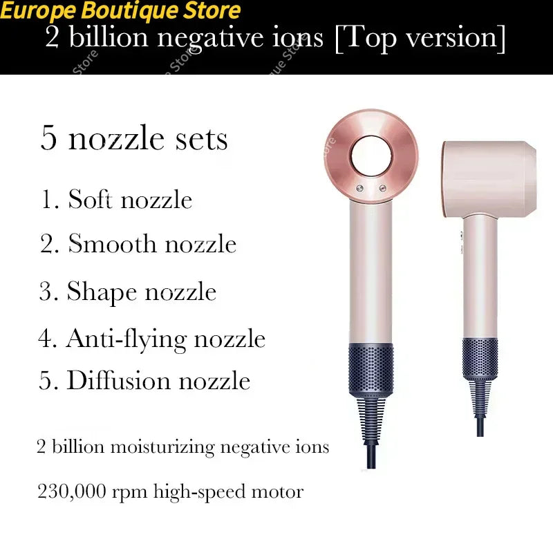 New Super Hair Dryer 220V Leafless Hair Dryer Personal Hair Care Styling Negative Ion Tool Schedule Negative Ion Electric Dryer Image secondaire du produit