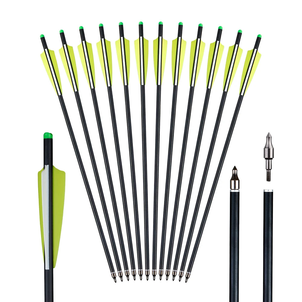 Carbon Crossbow Arrow with Replaced Arrowhead, Archery Bolts, Shooting Accessories, Hunting, ID8.8, OD7.6, 20"
