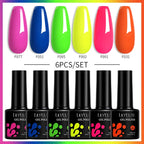 LILYCUTE 7ML 6PCS Neon Gel Nail Polish Set fluorescent Series Color Changing Semi Permanent Soak Off Manicure kit Nail Art Gel