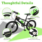 20 Inch Mountain Bike 7 Speed Gears, Adjustable Seat Kids' Bike with Mudguards Kettle Holder Kettle for Boys Girls 8-13 years