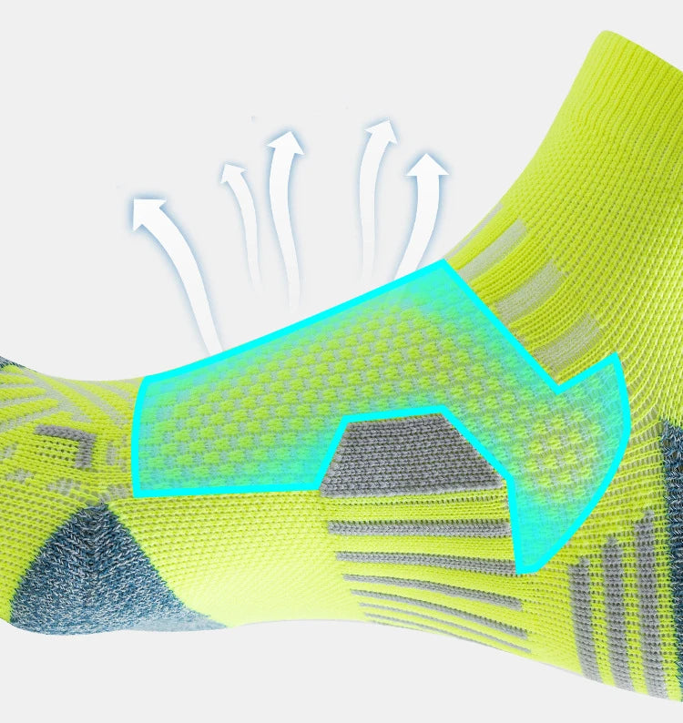 3 Pairs Marathon Socks Men Women Professional Sport Ankle Running Socks Thickened Cushioned Tube Low Cut Fitness Short Sock Mesh
