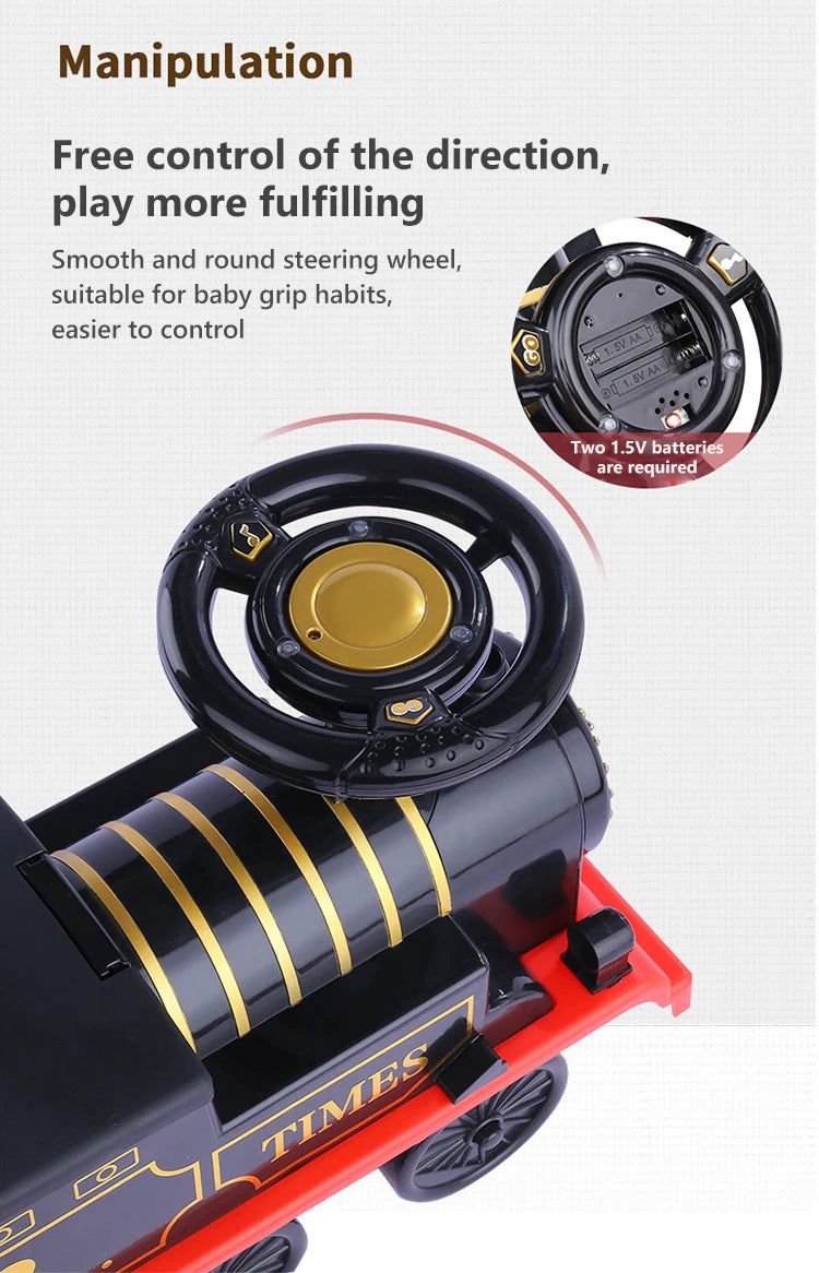 Kids Train Riding Toy Ailway Classical Electric Model Can Carry A Small Train Rail Car Children's Baby Walker Stroller Toys Boys