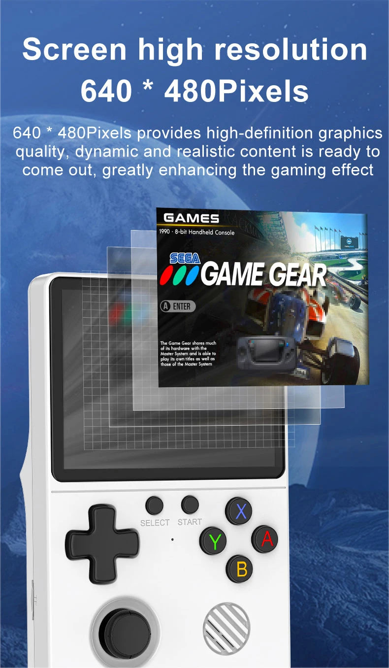 Newly Handheld Game Console with Multi-Platform Operation Support, HD IPS Screen, 3D Joystick, Ergonomic Game Console GB350