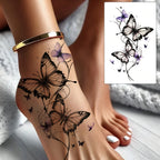 1Pc Fashionable Cool Temporary Tattoo Sticker, Colorful Couple Fake Tattoo, One-Time Use Butterfly Design