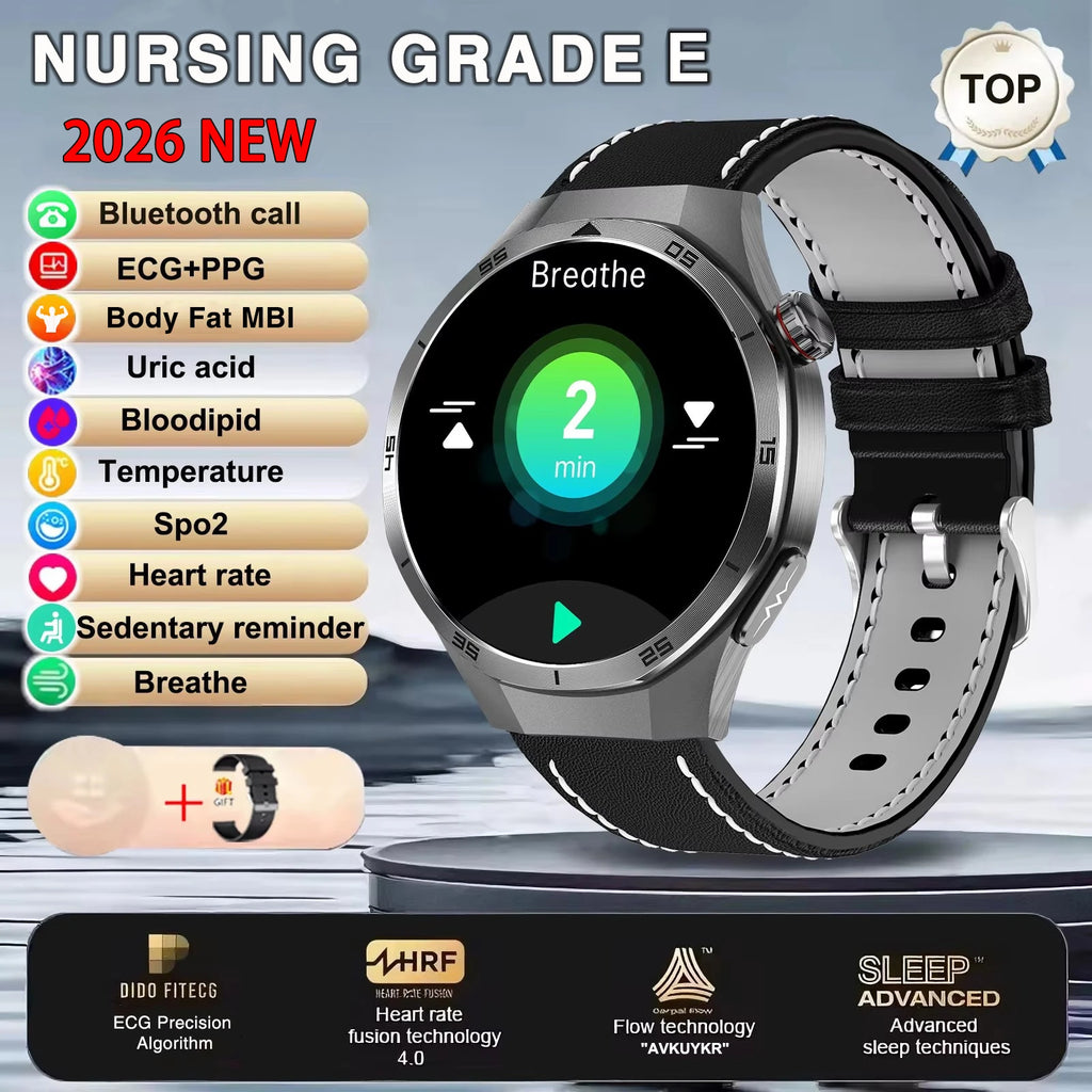 2026 New Nursing Grade ECG+PPG Smart Watch Health Analysis Blood pressure Lipids Uric acid Wireless HD Call Smartwatch Men Women