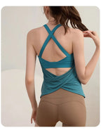 Two-piece Yoga Suit with Chest Pad with Fake Vest Sexy Running Training Beautiful Back Bra Pilates Fitness Sports Sleeveless Top