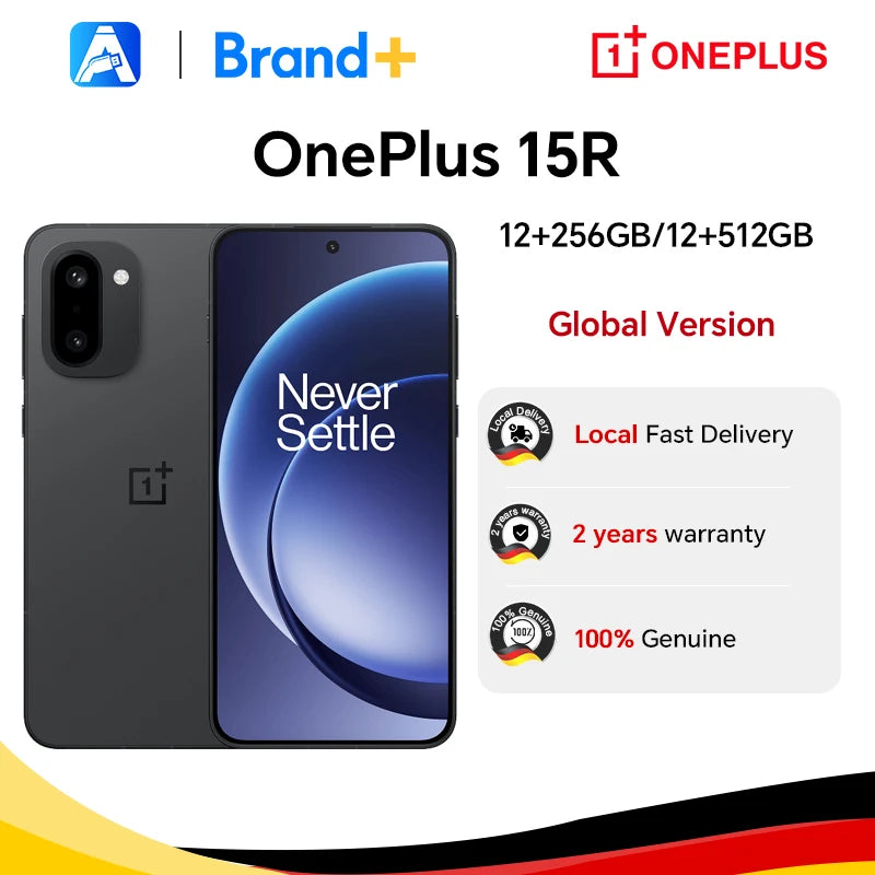 OnePlus 15R Global Version Smartphone 5G,12GB+256GB,12GB+512GB, Snapdragon 8 Gen 5,7400mAh,165Hz Display,IP69,Black Main image