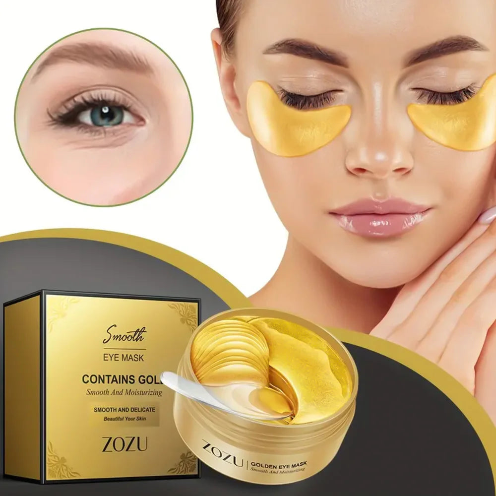 "30pcs 24K Gold Eye Mask Patches - Anti-Aging & Dark Circle Treatment, Hydrating Collagen Boost for Puffy Eyes" Main image