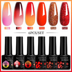 LILYCUTE 7ML 6PCS Neon Gel Nail Polish Set fluorescent Series Color Changing Semi Permanent Soak Off Manicure kit Nail Art Gel