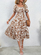 Elegant Direction Long Floral Print Dress with Collar Floral Print Maxi Dress Women's Fashion Elegant Style