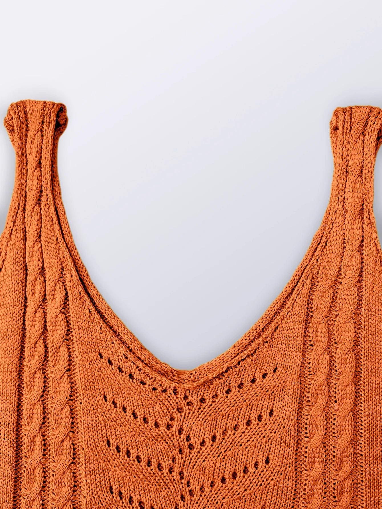 Spring Summer Casual V Neck Hollow Out Knitted Vest Solid Color Sleeveless Tops Orange Green White Khaki 2026 Women Clothes