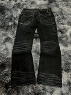 Y2K Black Washed Embroidered High-waisted Oversized Jeans Men European and American Retro Classic Loose Wide-leg Straight Pants