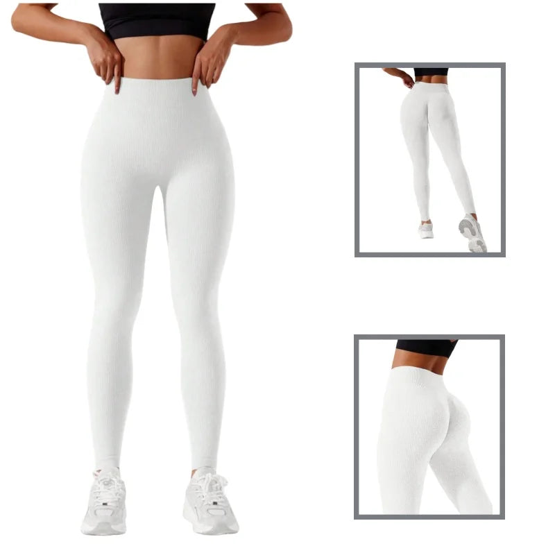 Women's High-Waisted Seamless Leggings, Quick-Dry Breathable Fabric, Four-Way Stretch Sporty Style for Yoga Cycling Running Image principale du produit