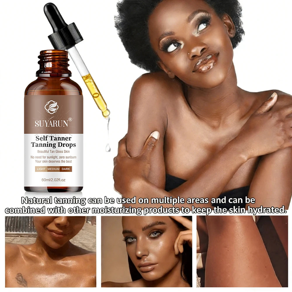 Sunless Tanning Serum - Buildable Natural Glow, Streak-Free Formula for All Skin Tones. Moisturizing & Non-Irritating.
